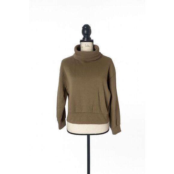 Zara Olive Green Turtleneck Sweatshirt Size M Long Sleeve Pullover - Picture 1 of 4